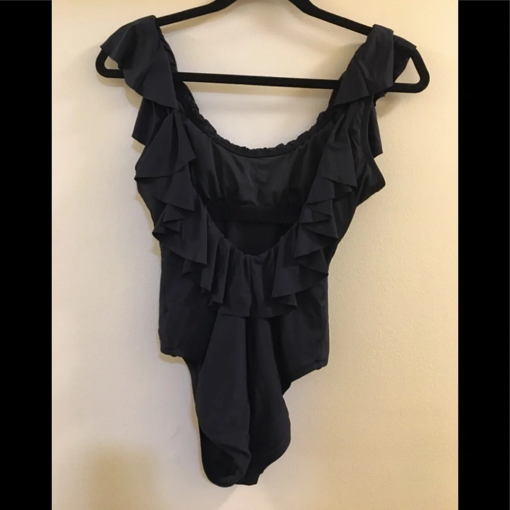 J. Crew Ruffle Scoopback one-piece swimsuit S2.
